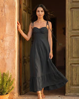Tie-Strap Sweetheart Cotton Maxi Dress