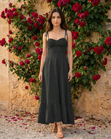 Tie-Strap Sweetheart Cotton Maxi Dress