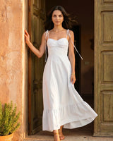 Tie-Strap Sweetheart Cotton Maxi Dress