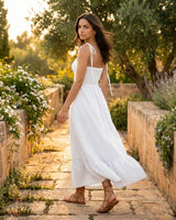Tie-Strap Sweetheart Cotton Maxi Dress