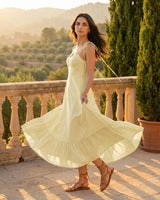 Tie-Strap Sweetheart Cotton Maxi Dress
